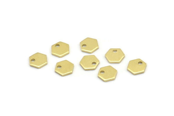 Brass Hexagon Charm, 100 Raw Brass Tiny Hexagon Charms With 1 Hole (6x0.80mm) M03380