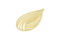 Brass Earring Charm ,10 Raw Brass Textured Drop Earring Charms With 1 Loop Pendants, Findings (52x30mm) E445