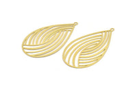 Brass Earring Charm ,10 Raw Brass Textured Drop Earring Charms With 1 Loop Pendants, Findings (52x30mm) E445
