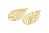 Brass Earring Charm ,10 Raw Brass Textured Drop Earring Charms With 1 Loop Pendants, Findings (52x30mm) E445