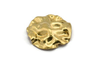 Brass Wavy Disc, 12 Raw Brass Wavy Disc Charms With 1 Hole, Earrings, Pendants, Findings (23x23x0.60mm) D0732
