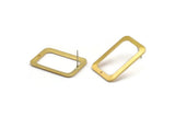Brass Rectangle Earring, 4 Raw Brass Rectangle Stud Earrings With 1 Hole (30x21x1mm) D1157 A2142