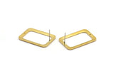 Brass Rectangle Earring, 4 Raw Brass Rectangle Stud Earrings With 1 Hole (30x21x1mm) D1157 A2142