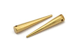 Long Spike Pendant, 5 Raw Brass Extra Long Spike Tribal Pendants (40x7mm) A0758
