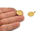Brass Round Tag, 12 Raw Brass Round Stamping Blanks With 1 Loop, Earrings, Pendants, Findings (22x16x1mm) D0662