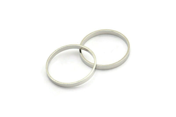 Silver Circle Connector, 24 Silver Tone Circle Connectors, Rings, Findings (20x2x0.8mm) BS 2095