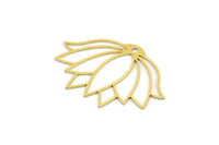 Brass Flower Charm, 10 Raw Brass Lotus Flower Charms With 1 Hole, Findings (34x23x0.60mm) A3959