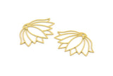 Brass Flower Charm, 10 Raw Brass Lotus Flower Charms With 1 Hole, Findings (34x23x0.60mm) A3959