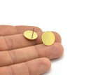 Brass Round Earring, 8 Raw Brass Round Shaped Stud Earrings (14x1mm) A2113 A3977