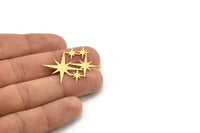 Brass Star Charm, 10 Raw Brass Star Shaped Charms, Charm Pendants, Connectors (25x32x0.60mm) A4023