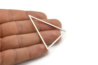 Silver Triangle Charm, 2 Antique Silver Plated Brass Triangle Rings, Charms (53x53x40mm) Bs-1307 H0131