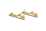 Brass Mountain Connectors, 24 Raw Brass Mountain Shaped Pendants Without Hole, (22x7x1mm) D0827