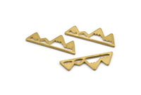 Brass Mountain Connectors, 24 Raw Brass Mountain Shaped Pendants Without Hole, (22x7x1mm) D0827