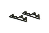 Black Mountain Connectors, 24 Oxidized Black Brass Mountain Shaped Pendants Without Hole, (22x7x1mm) D0827 S954