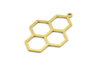 Brass Honeycomb Charm, 8 Raw Brass Honeycomb Charm Earrings With 1 Loop, Pendant, Findings (42x27mm) D0716