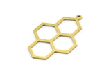 Brass Honeycomb Charm, 8 Raw Brass Honeycomb Charm Earrings With 1 Loop, Pendant, Findings (42x27mm) D0716