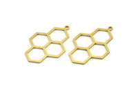 Brass Honeycomb Charm, 8 Raw Brass Honeycomb Charm Earrings With 1 Loop, Pendant, Findings (42x27mm) D0716