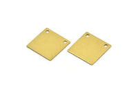 Raw Brass Square, 20 Raw Brass Square Blanks With 2 Holes (13x0.50mm) D0302