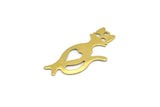Brass Cat Charms , 100 Raw Brass Cat Charms With 1 Hole , Necklaces, Pendants, Earrings, Findings (24x11x0.45mm) A0836