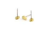 Brass Stud Earring, 12 Raw Brass Tiny D Shaped Stud Earrings (4x6x1mm) A4182