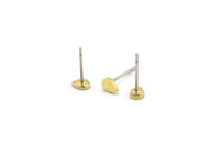 Brass Stud Earring, 12 Raw Brass Tiny Drop Shaped Stud Earrings (3x5x0.80mm) A4369 A4181