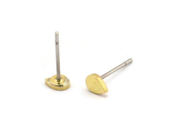 Brass Stud Earring, 12 Raw Brass Tiny Drop Shaped Stud Earrings (3x5x0.80mm) A4369 A4181