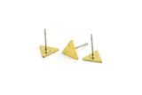 Brass Triangle Earring, 12 Raw Brass Tiny Triangle Shaped Stud Earrings (7x0.80mm) A4184