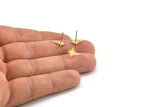 Brass North Star Earring, 12 Raw Brass Pole Star Shaped Stud Earrings (13x9x0.60mm) A4173
