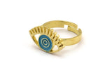Brass Eye Ring, 2 Raw Brass Eye Shaped Rings N2158