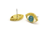 Brass Eye Earring, 4 Raw Brass Eye Shaped Stud Earrings (10x17x2mm) N2151
