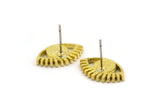 Brass Eye Earring, 4 Raw Brass Eye Shaped Stud Earrings (10x17x2mm) N2151