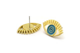 Brass Eye Earring, 4 Raw Brass Eye Shaped Stud Earrings (13x21x2mm) N2152