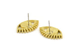 Brass Eye Earring, 4 Raw Brass Eye Shaped Stud Earrings (13x21x2mm) N2152