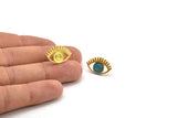 Brass Eye Earring, 4 Raw Brass Eye Shaped Stud Earrings (13x21x2mm) N2152
