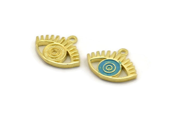 Brass Eye Charm, 4 Raw Brass Eye Shaped Charms With 1 Loop, Pendants, Earring Findings (13x17x2mm) N2153