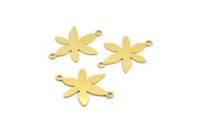 Brass Flower Charm, 12 Raw Brass Flower Charms With 2 Loops, Brass Connectors (22x16x0.60mm) A3435
