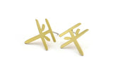 Earring Studs, 10 Raw Brass - Ethnic Motif Shaped Stud Earrings - Brass Earrings - Earrings (16x18x0.60mm) A3960