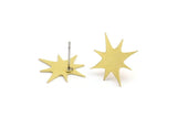 Brass Star Earring, 10 Raw Brass Star Shaped Stud Earrings (18x18x0.60mm) A4013