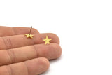 Brass Star Earring, 12 Raw Brass Star Shaped Stud Earrings (9x10x0.80mm) A4005