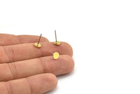 Pirinç Yuvarlak Küpe, 12 Ham Pirinç Küçük Yuvarlak Şekilli Küpe (6x1mm) A3966