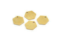 Pirinç Altıgen Tılsım, 1 Delikli 12 Ham Pirinç Altıgen Tılsım (11x12x1mm) A3945