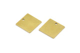 Brass Square Charm, 12 Raw Brass Square Charms With 1 Hole (14x0.80mm) A4032