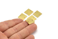 Brass Square Charm, 12 Raw Brass Square Charms With 2 Holes, Connectors (14x0.80mm) A4033