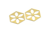 Brass Hexagon Charm, 8 Raw Brass Marquise Patterned Hexagon Shape Charms, Charm Pendants, Blank Findings (31x27x0.80mm) A4187