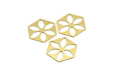 Brass Hexagon Charm, 8 Raw Brass Marquise Patterned Hexagon Shape Charms, Charm Pendants, Blank Findings (31x27x0.80mm) A4187