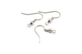 Silver Earring Wires, 100 Nickel Free Silver Tone Brass Ear Wires Earring Findings (20mm) Brs 193 A0920