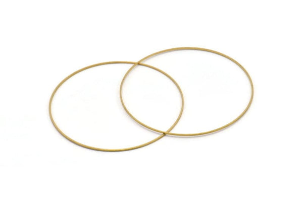 Brass Circle Connectors, 12 Raw Brass Circle Connectors (70x0.9x0.8mm) BS 2326