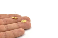 Brass Hand Earring, 12 Raw Brass Hand Stud Earrings (12x7x1mm) N1610