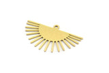 Brass Sun Charm, 12 Raw Brass Sunshine Charms With 1 Loop, Pendants, Findings (17x28x0.60mm) A4050