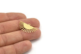 Brass Sun Charm, 12 Raw Brass Sunshine Charms With 1 Loop, Pendants, Findings (17x28x0.60mm) A4050